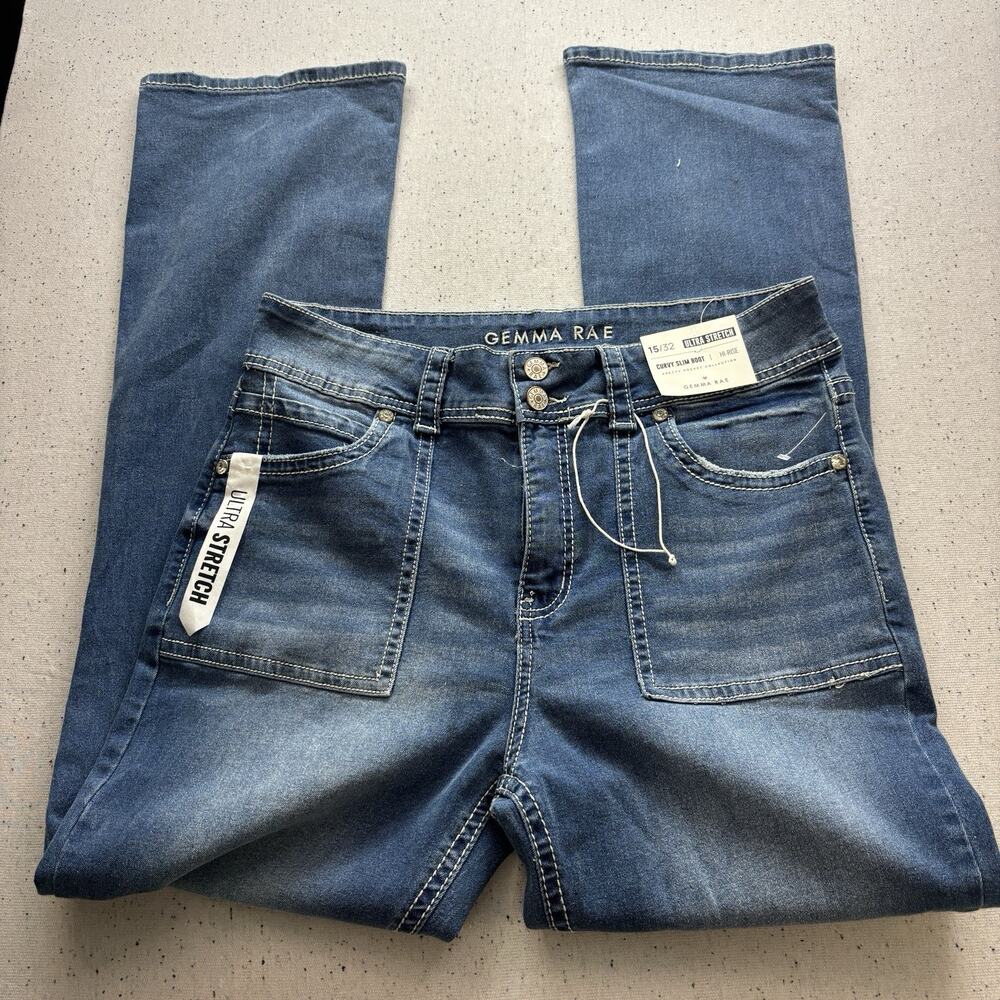 Gemma Rae Curvy Slim Boot Jeans 15/32 NWT Ultra Stretch Hi-Rise Patch Pocket